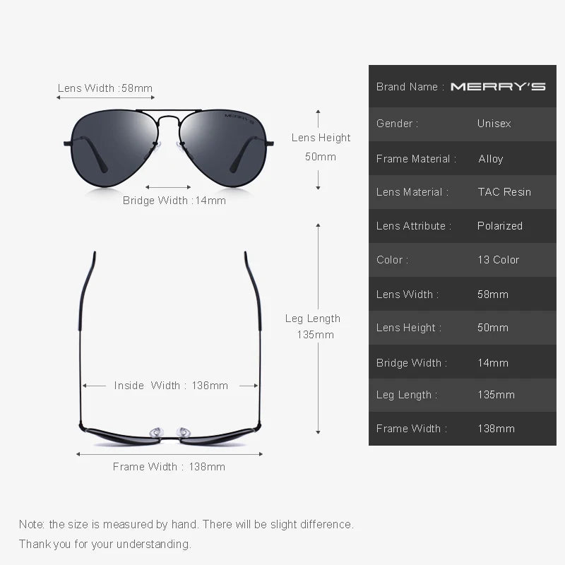 Merry's Classic Pilot Polarised Sunglasses — Unisex
