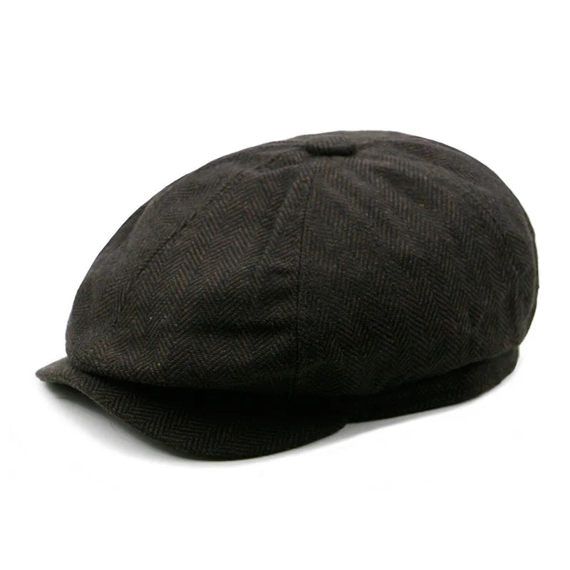 Men's Oversized Flat Cap – Wool Blend Newsboy