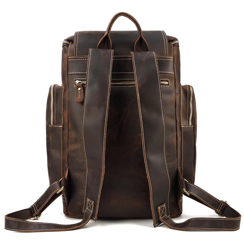 Luufan Genuine Leather Backpack – Vintage Crazy Horse, 15.6" Laptop, 20–35L