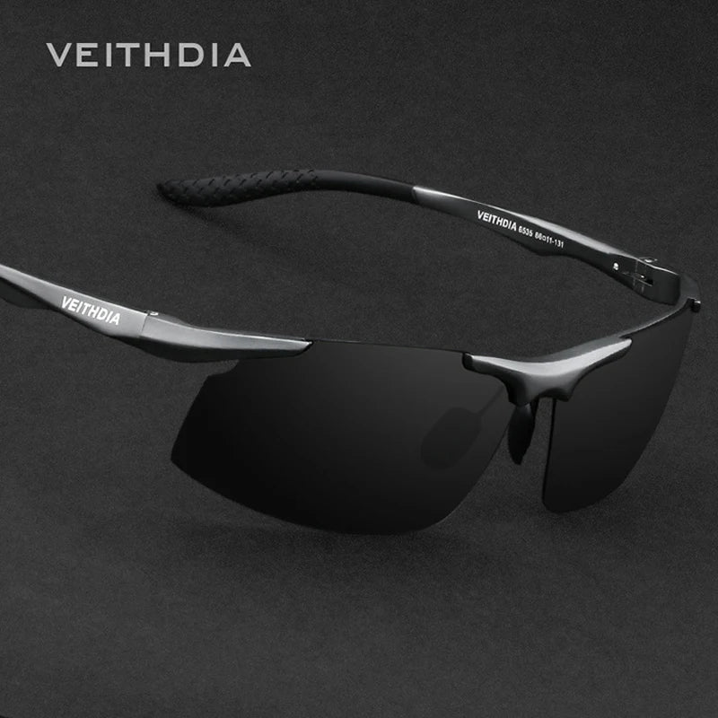 VEITHDIA Men's Sunglasse Outdoor Polarized UV400 Lens Rectangle Rimless Driving Fishing Sun Glasses Sports Eyewear For Male 6535
