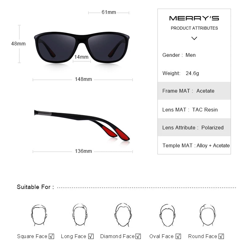 Merry's Men's HD Polarised Oval Sunglasses — Sports & Fishing