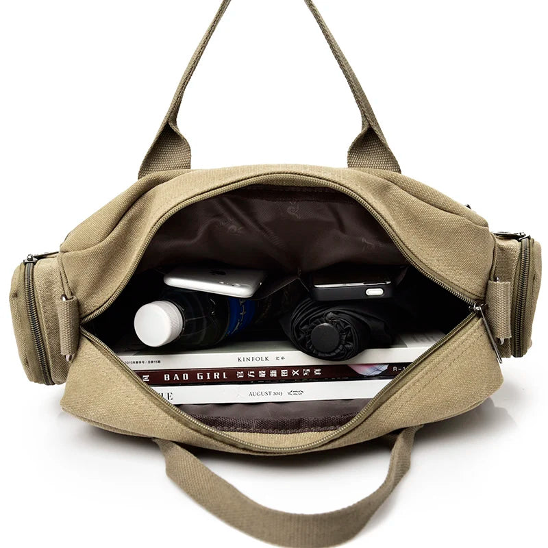 Men's Canvas Satchel Crossbody & Shoulder Bag – Large Capacity Messenger for Travel & Daily Use