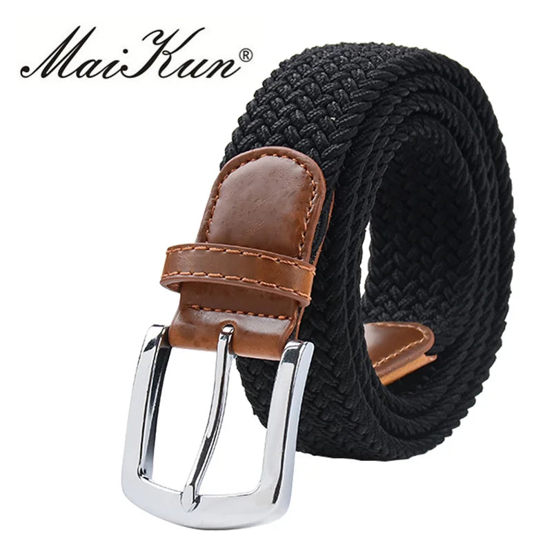 MaiKun Men's Belts for Men Metal Pin Buckle Elastic Male Belt Military Tactical Belt