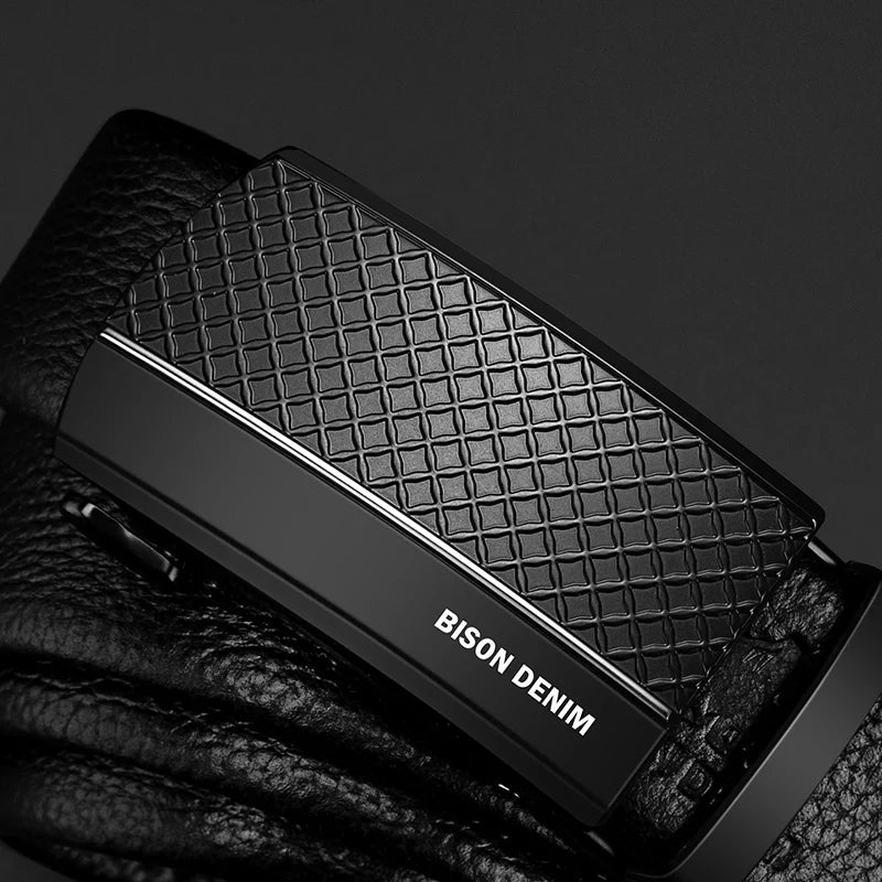 BISON DENIM Genuine Leather Automatic Buckle Belt