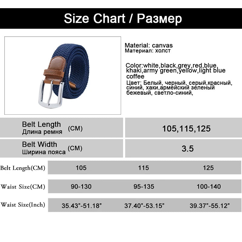 MaiKun Men's Belts for Men Metal Pin Buckle Elastic Male Belt Military Tactical Belt