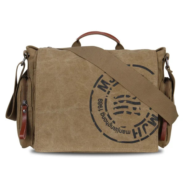Men's Canvas Vintage Messenger Bag – Large Crossbody Shoulder & Hand Bag