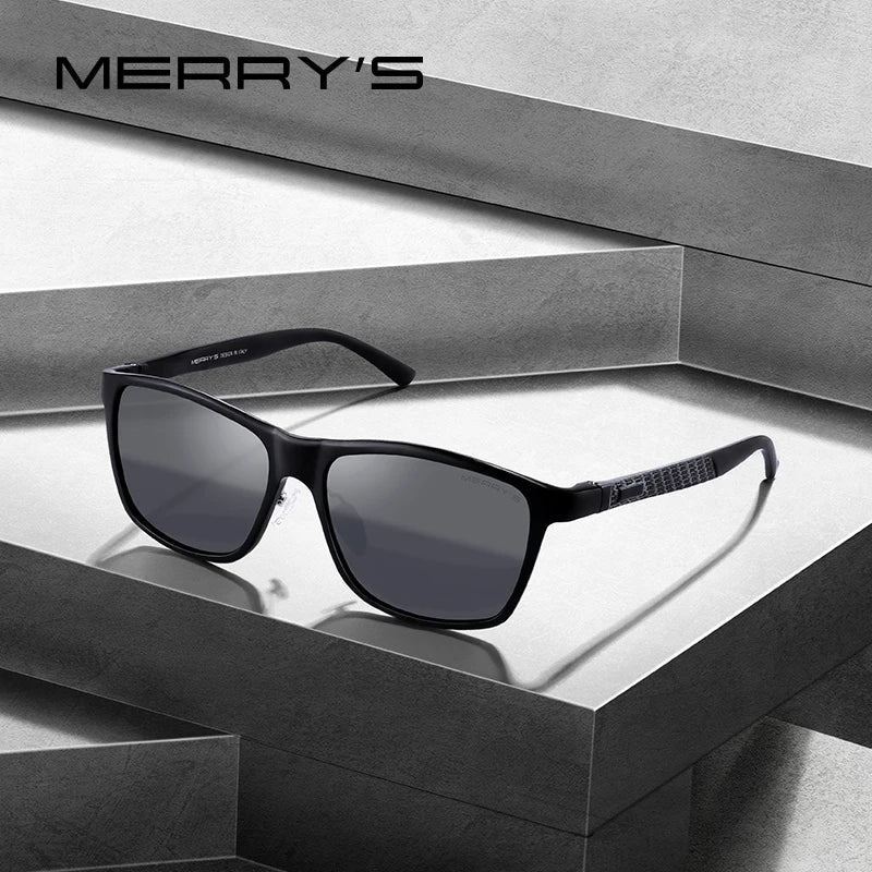 Merry's Men's HD Polarised Rectangle Sunglasses — Aluminium Frame
