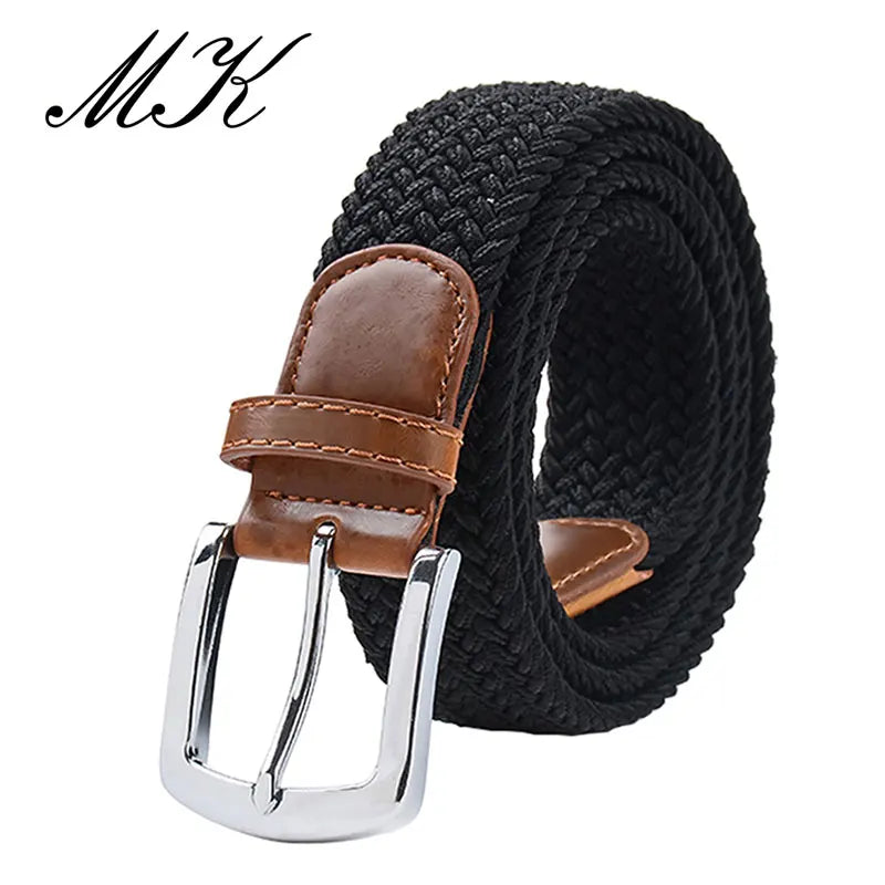 MaiKun Men's Canvas Elastic Belt – Military Pin Buckle