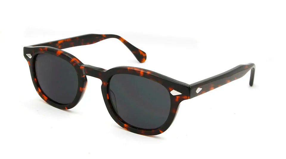ESNBIE Acetate Sunglasses Men Round Vintage Rivet Shades Retro Small Sun Glasses Women Oval Brand Designer Goggle Oculos De Sol