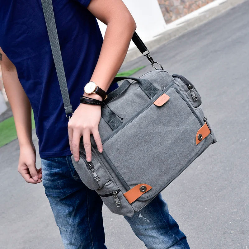 Men's Canvas Satchel Crossbody & Shoulder Bag – Large Capacity Messenger for Travel & Daily Use