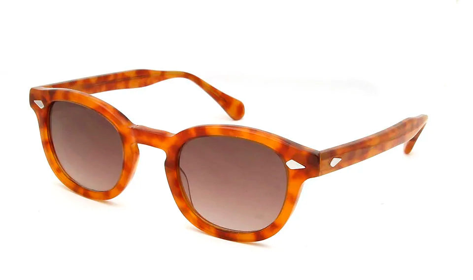 ESNBIE Acetate Sunglasses Men Round Vintage Rivet Shades Retro Small Sun Glasses Women Oval Brand Designer Goggle Oculos De Sol