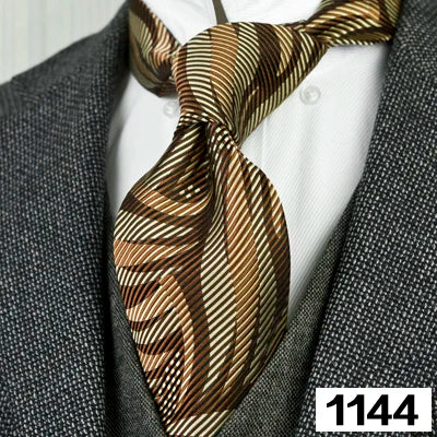 Men's 100% Silk Jacquard Necktie – Paisley, Abstract & Geometric Patterns