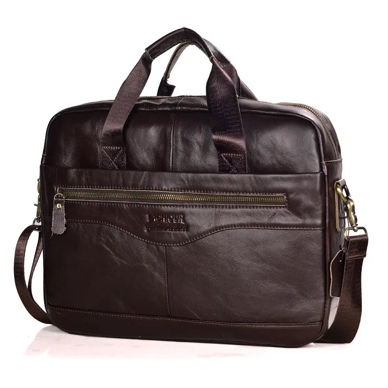 LACHIOUR Genuine Leather Laptop Bag – Business Messenger & Crossbody | Men's