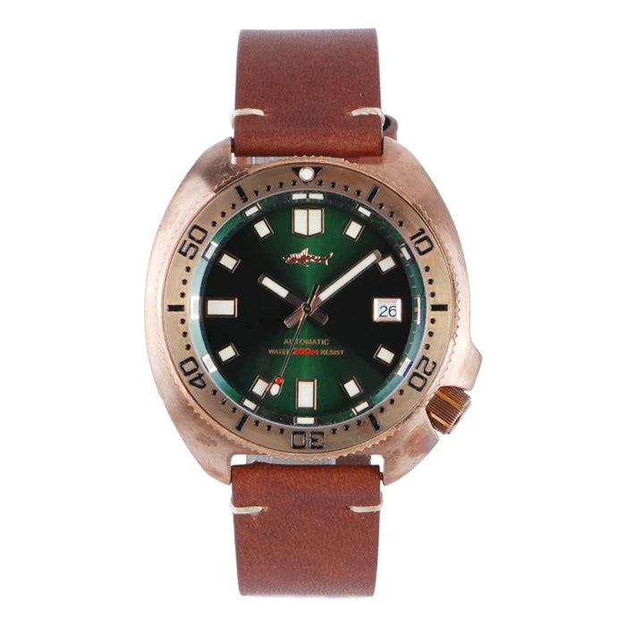 HEIMDALLR Men Dive Watch Bronze Turtle Case Automatic Mechanical Wristwatch Diver 200m Waterproof C3 Luminous Sapphire NH35