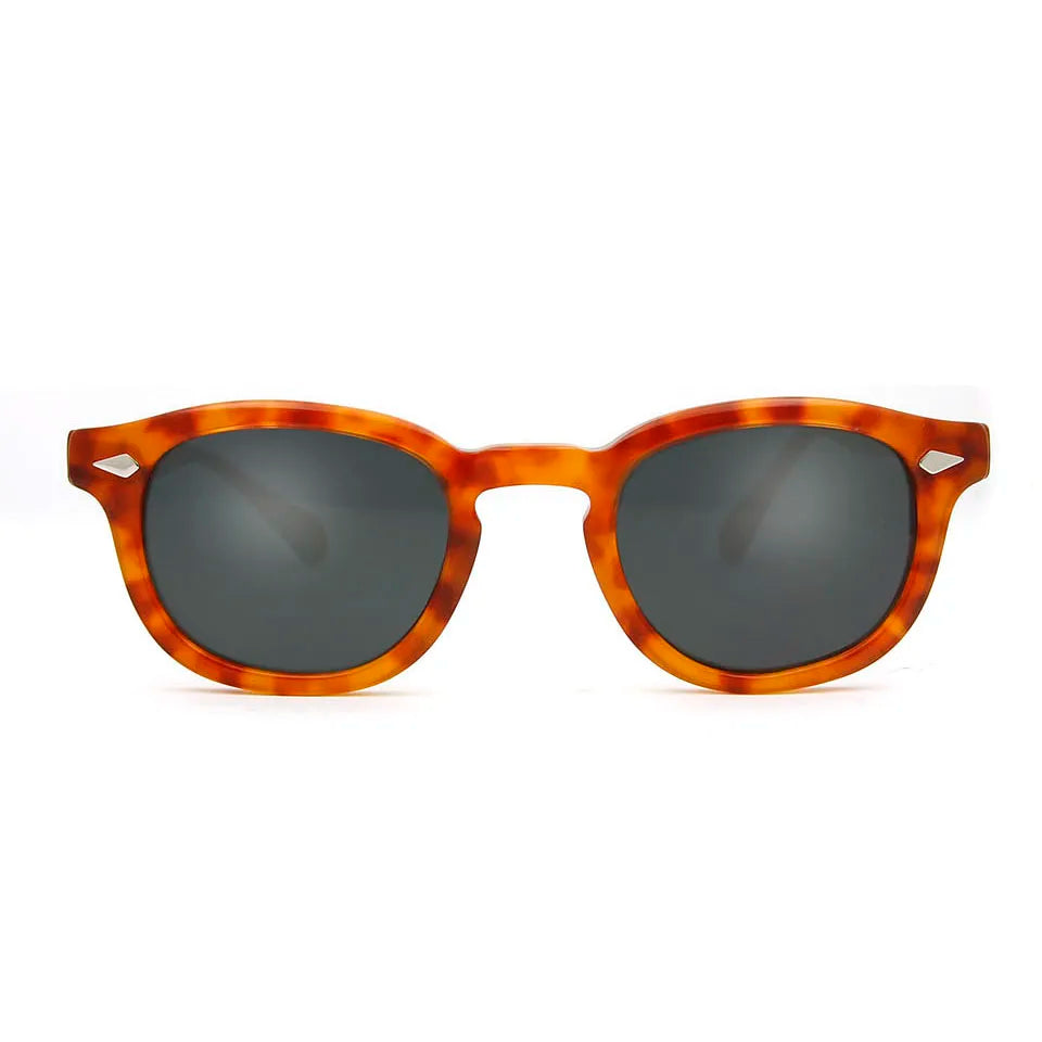 ESNBIE Acetate Sunglasses Men Round Vintage Rivet Shades Retro Small Sun Glasses Women Oval Brand Designer Goggle Oculos De Sol