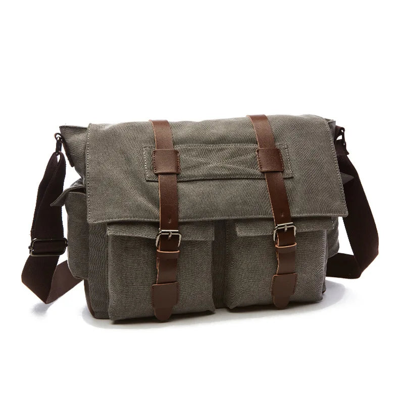 Men's Vintage Canvas Messenger Bag – Retro Crossbody & Shoulder Bag for Work & Travel
