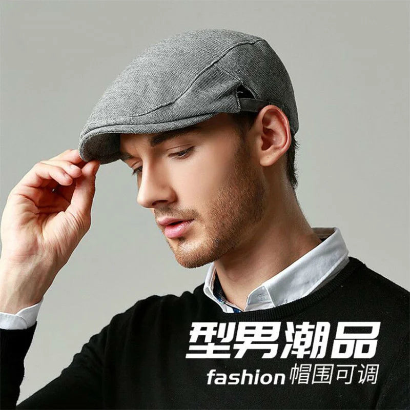 Men's Cotton Flat Cap – Leather Strap Ivy Hat