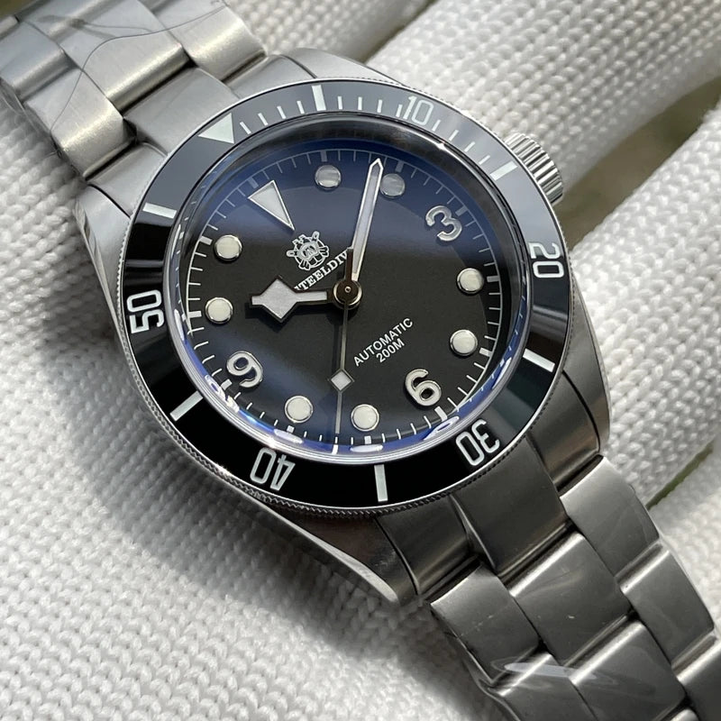 STEELDIVE Men Automatic Watch 41.1mm Diver Mechanical Wristwatch 20ATM Waterproof BGW-9 Luminous Ceramic Bezel NH35
