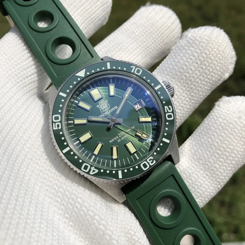 STEELDIVE Men Diver Watch 62Mas Automatic Mechanical Wristwatch 20ATM Waterproof BGW-9 Luminous Sapphire NH35 Ceramic Bezel
