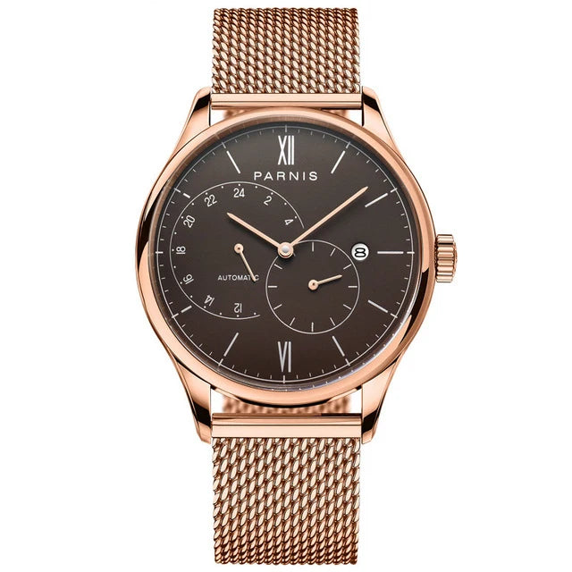men automatic watch,mens watches PARNIS man self wind mechanical wristwatch waterproof clock ultrathin relogio top luxury brand