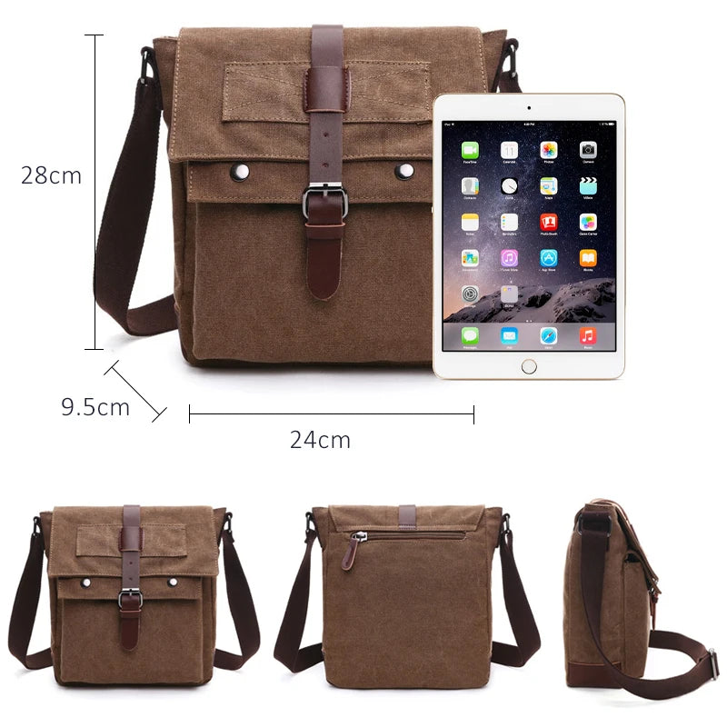 Men's Vintage Canvas Messenger Bag – Retro Crossbody & Shoulder Bag for Work & Travel