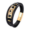 High Quality Luxury Accessories Bracelet Men's Fashion Gift Black Genuine Leather Bracelets DIY Combination Wild Handsome Gift