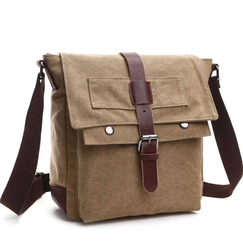 Men's Vintage Canvas Messenger Bag – Retro Crossbody & Shoulder Bag for Work & Travel