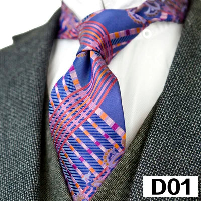 Men's 100% Silk Jacquard Necktie – Paisley, Abstract & Geometric Patterns