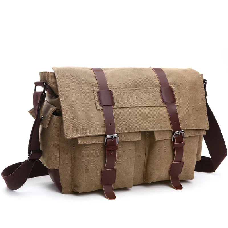 Men's Vintage Canvas Messenger Bag – Retro Crossbody & Shoulder Bag for Work & Travel