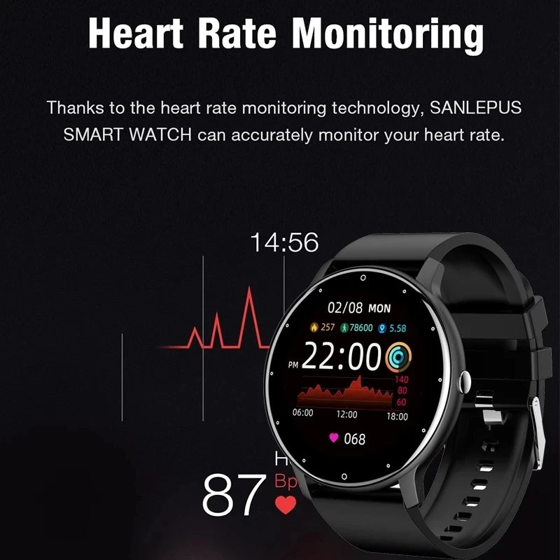 LIGE Smart Watch – 1.28" Round Display, Heart Rate, Blood Pressure, IP67
