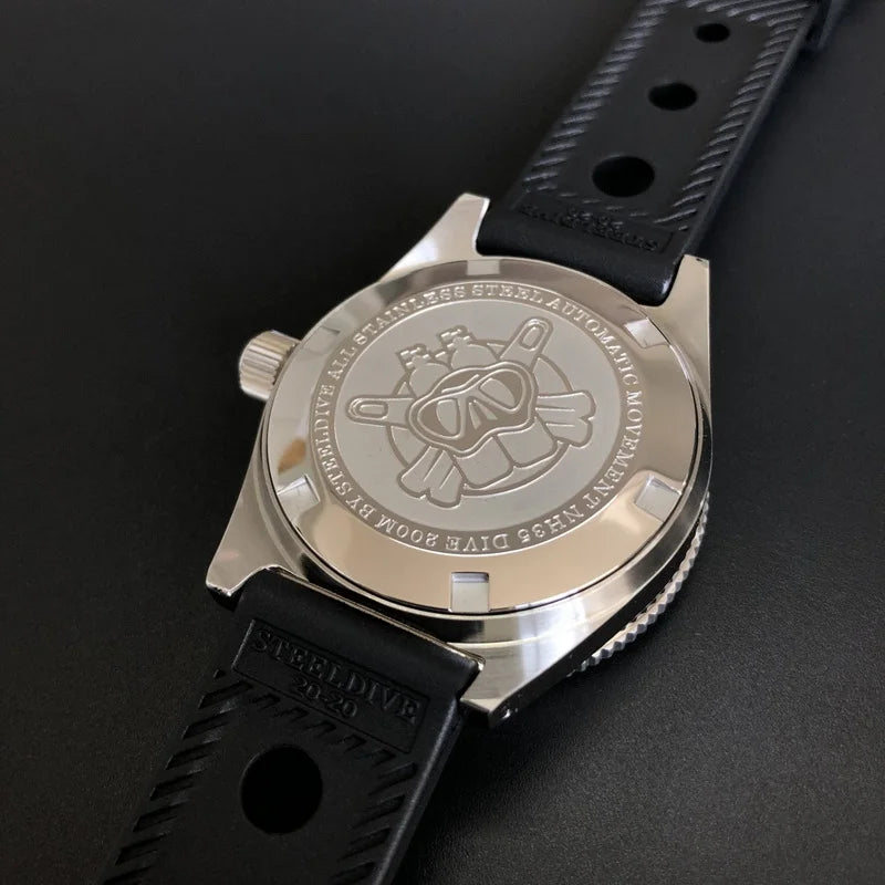 STEELDIVE Men Diver Watch 62Mas Automatic Mechanical Wristwatch 20ATM Waterproof BGW-9 Luminous Sapphire NH35 Ceramic Bezel