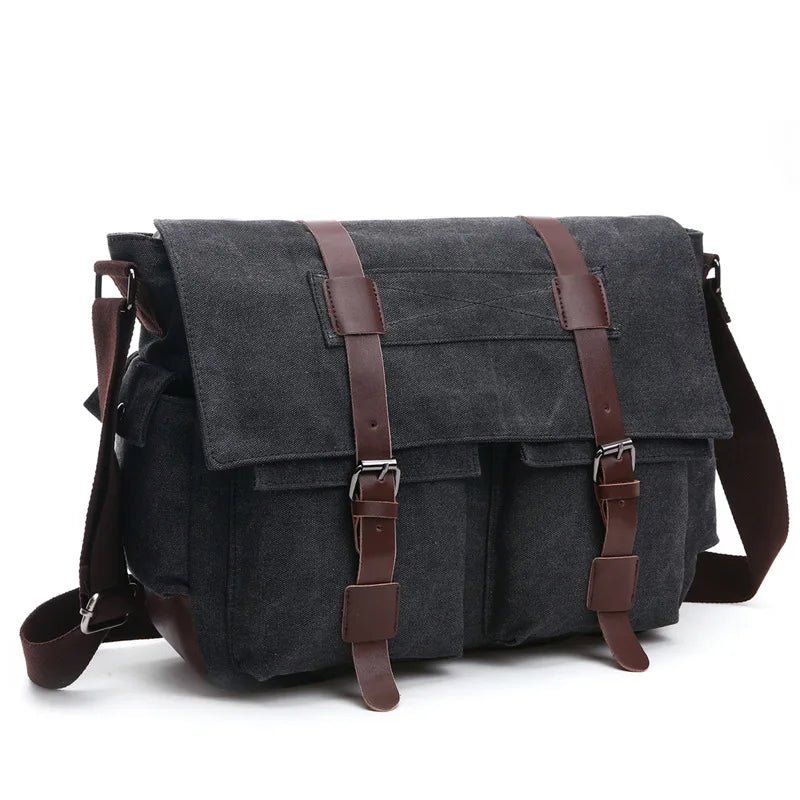 Men's Vintage Canvas Messenger Bag – Retro Crossbody & Shoulder Bag for Work & Travel