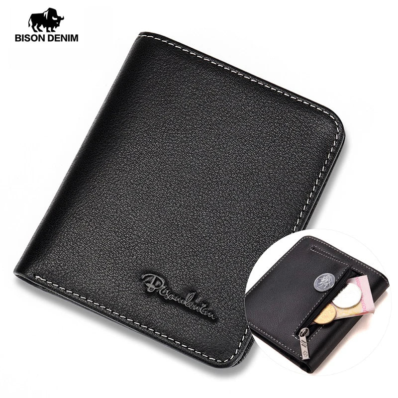 BISON DENIM Genuine Leather Bifold Wallet