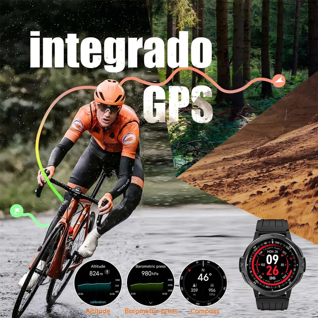 Hiwego GPS Outdoor Smartwatch | 1.46" AMOLED, Barometric Altimeter, Compass & 5ATM