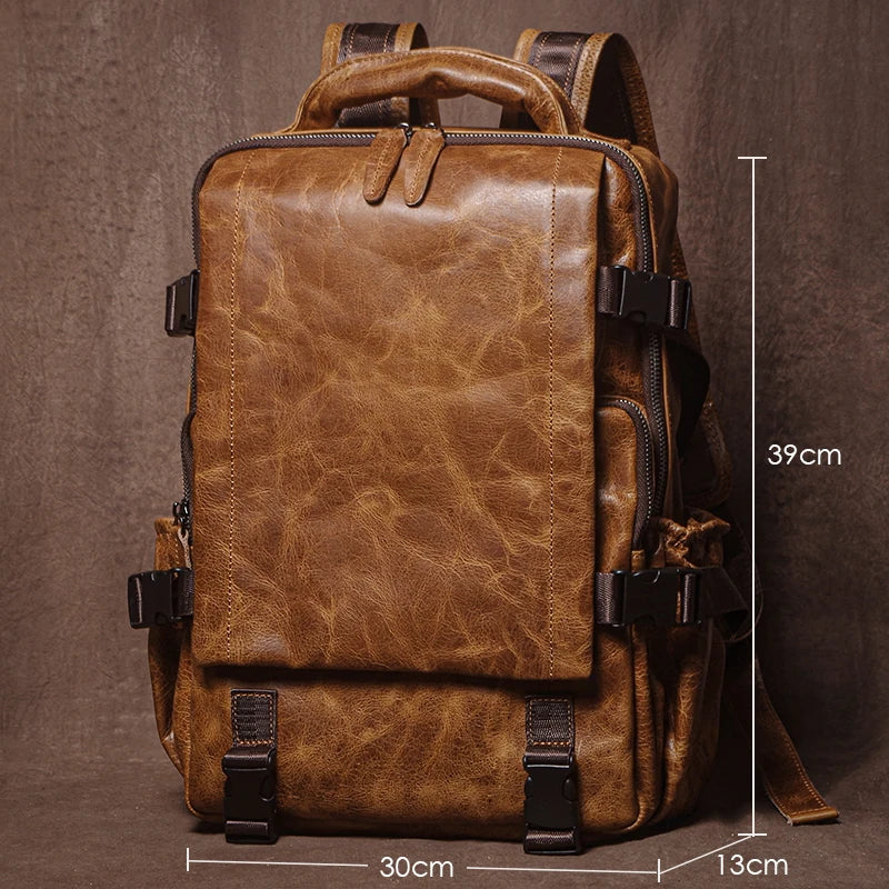 GURO Men's Genuine Leather Backpack