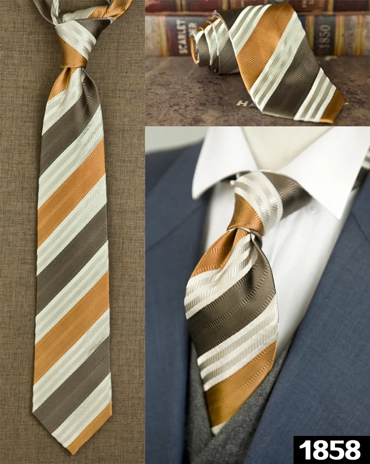 Men's 100% Silk Jacquard Necktie – Geometric, Floral, Checked & Solid