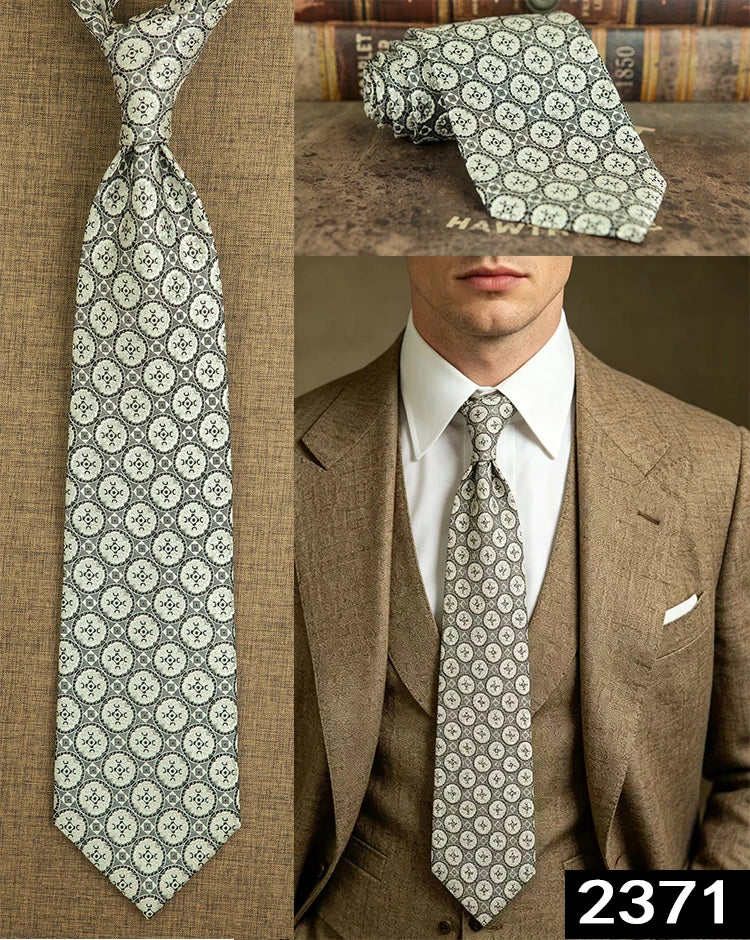 Men's 100% Silk Jacquard Necktie – Geometric, Floral, Checked & Solid