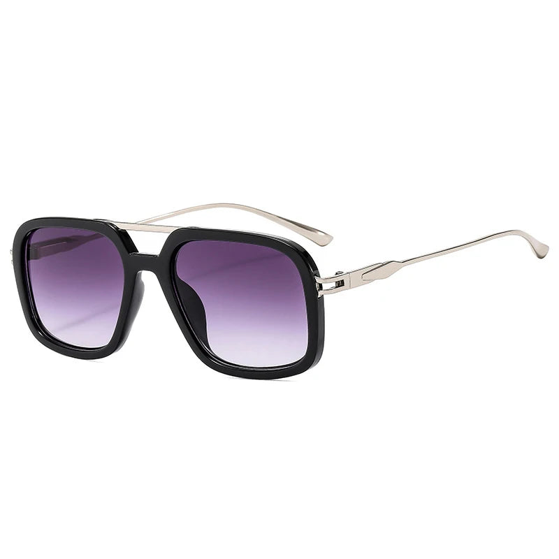 SO&EI Retro Double Bridge Square Sunglasses