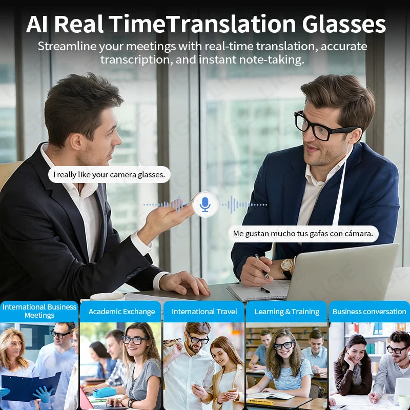 LIGE AI Smart Glasses – 5MP Camera, 1080P, Dual-Band Wi-Fi, ChatGPT, AI Translation