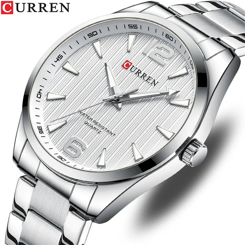 Curren 8434 Men's Business Quartz Watch | Stainless Steel | Luminous Hands