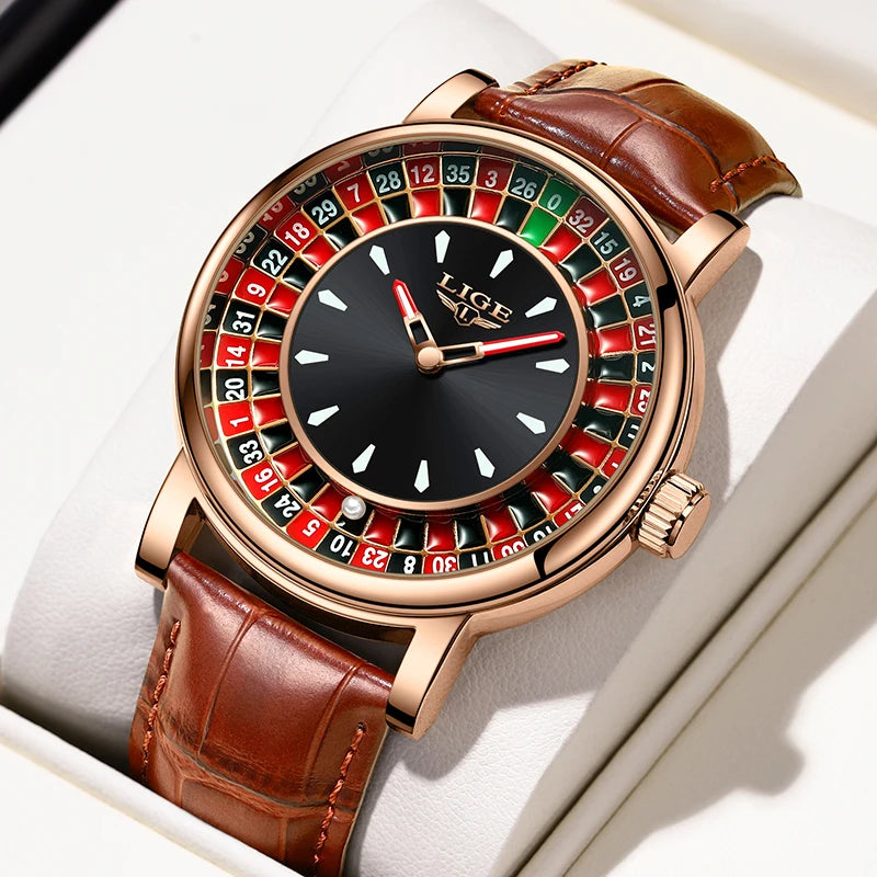LIGE Chronograph Watch – Luminous Quartz with Leather Strap | Men's