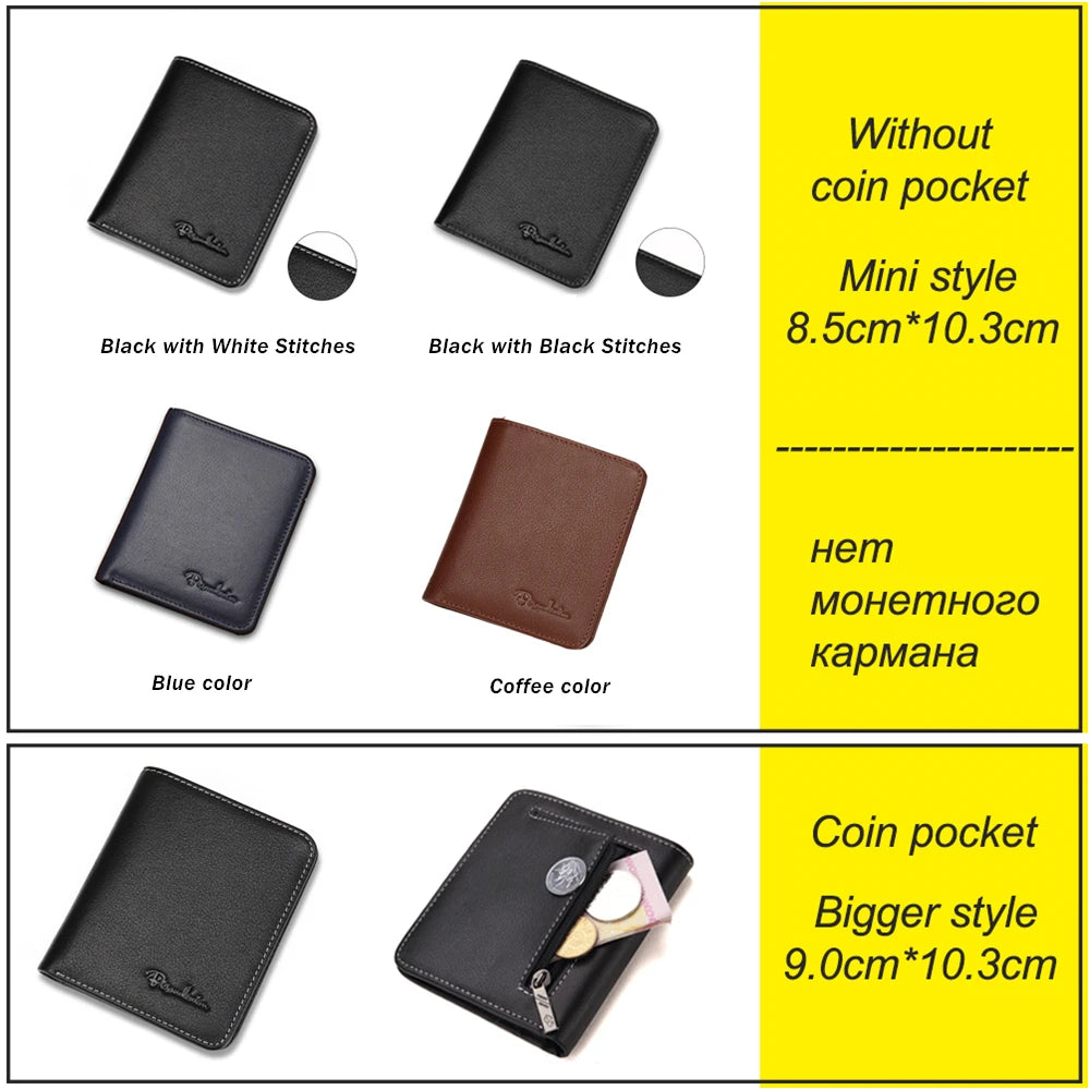 BISON DENIM Top-Layer Leather Slim Bifold Wallet