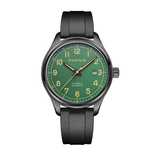 PARNIS Men Automatic Watch 43MM Luxury Mens Watches Self Wind Mechanical Wristwatch Military 50M Waterproof Relogio Miyota 821A