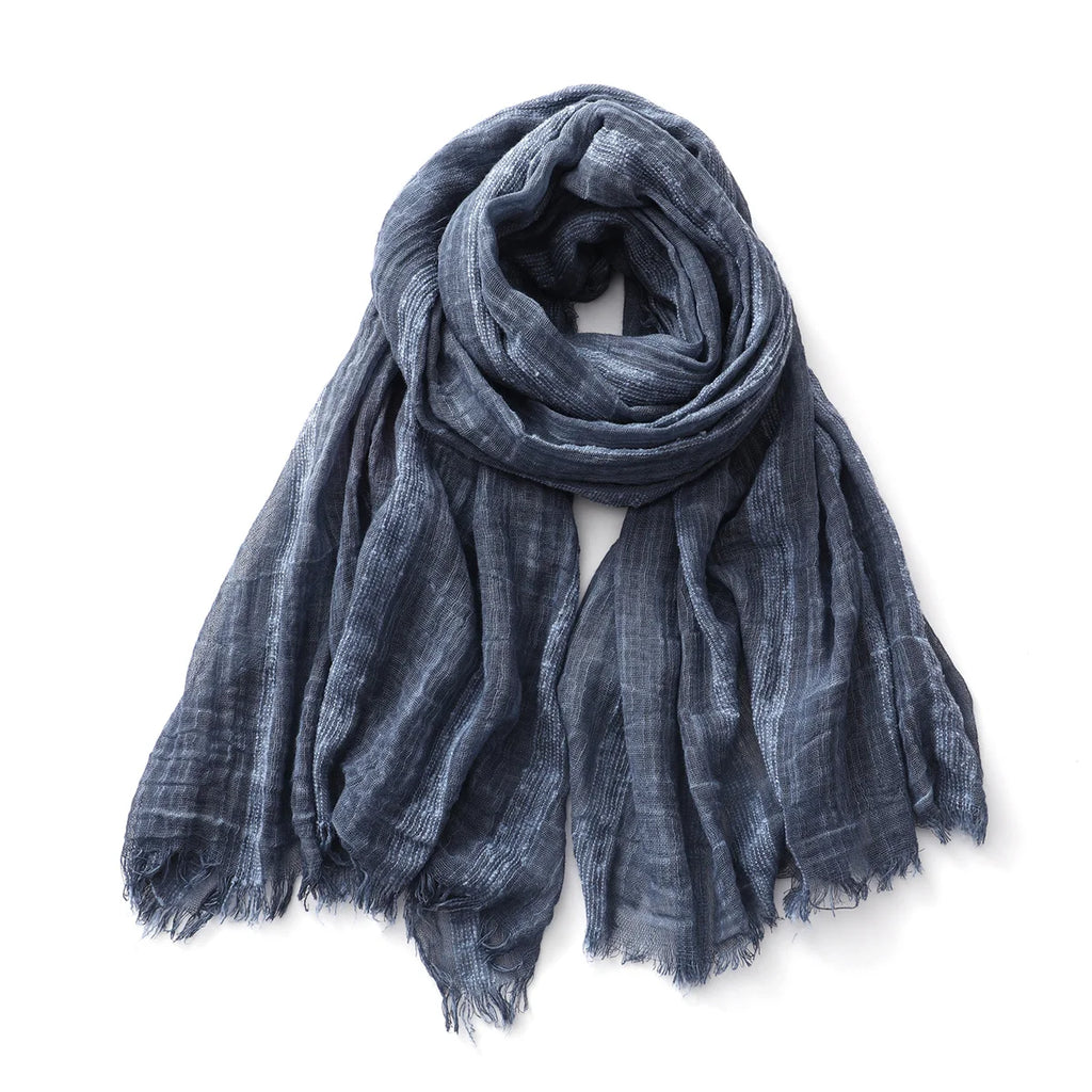 Unisex Cotton Linen Striped Scarf