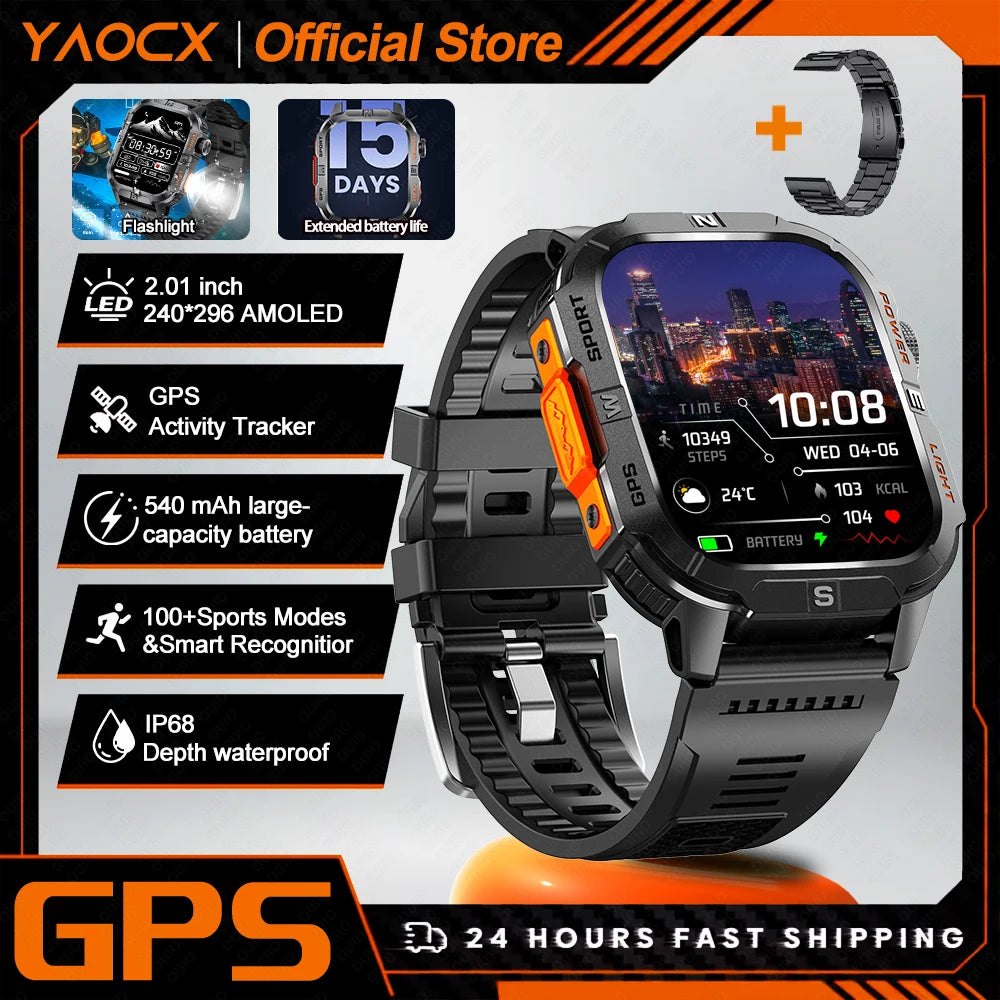 ZODVBOZ GTH3 Smartwatch | 2.01" Screen, 6-Satellite GPS, IP68 & Bluetooth Calling