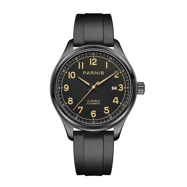 PARNIS Men Automatic Watch 43MM Luxury Mens Watches Self Wind Mechanical Wristwatch Military 50M Waterproof Relogio Miyota 821A