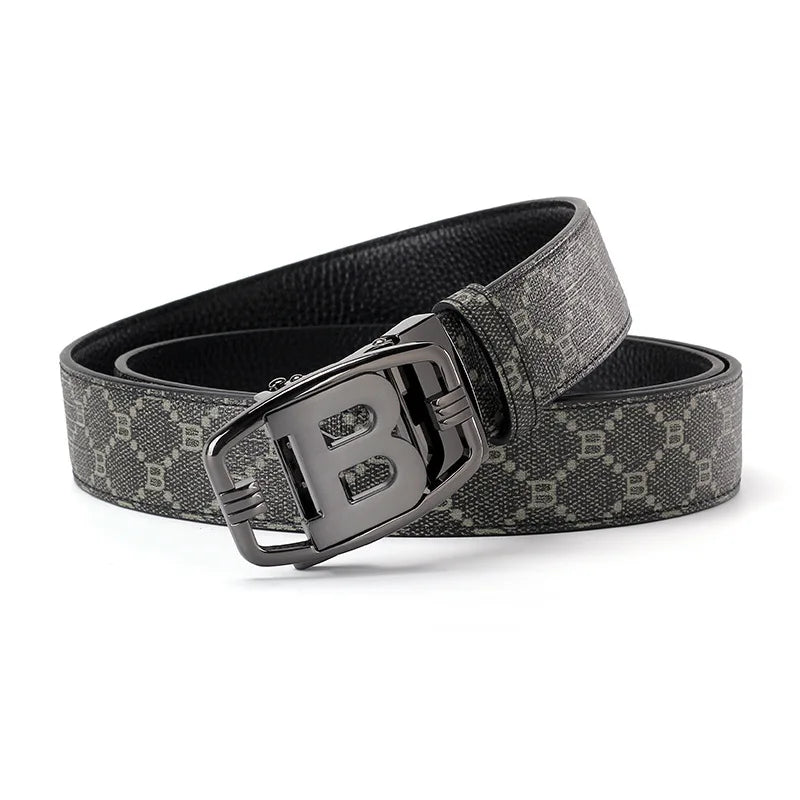 Men's Split Leather Belt – Designer Letter Buckle, 6 Colours