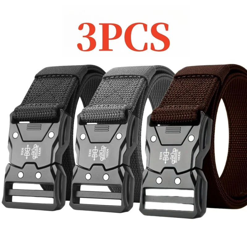 3 pairs of men's nylon belts, outdoor sports casual work pants jeans belt, suitable for daily commuting, suitable for holiday gi