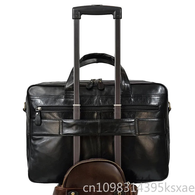 miflame Genuine Leather Briefcase | Full-Leather Lined, Waterproof, Fits 15.6"