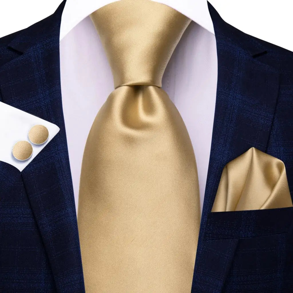 Hi-Tie Men's Necktie, Pocket Square & Cufflinks Set — Formal & Wedding